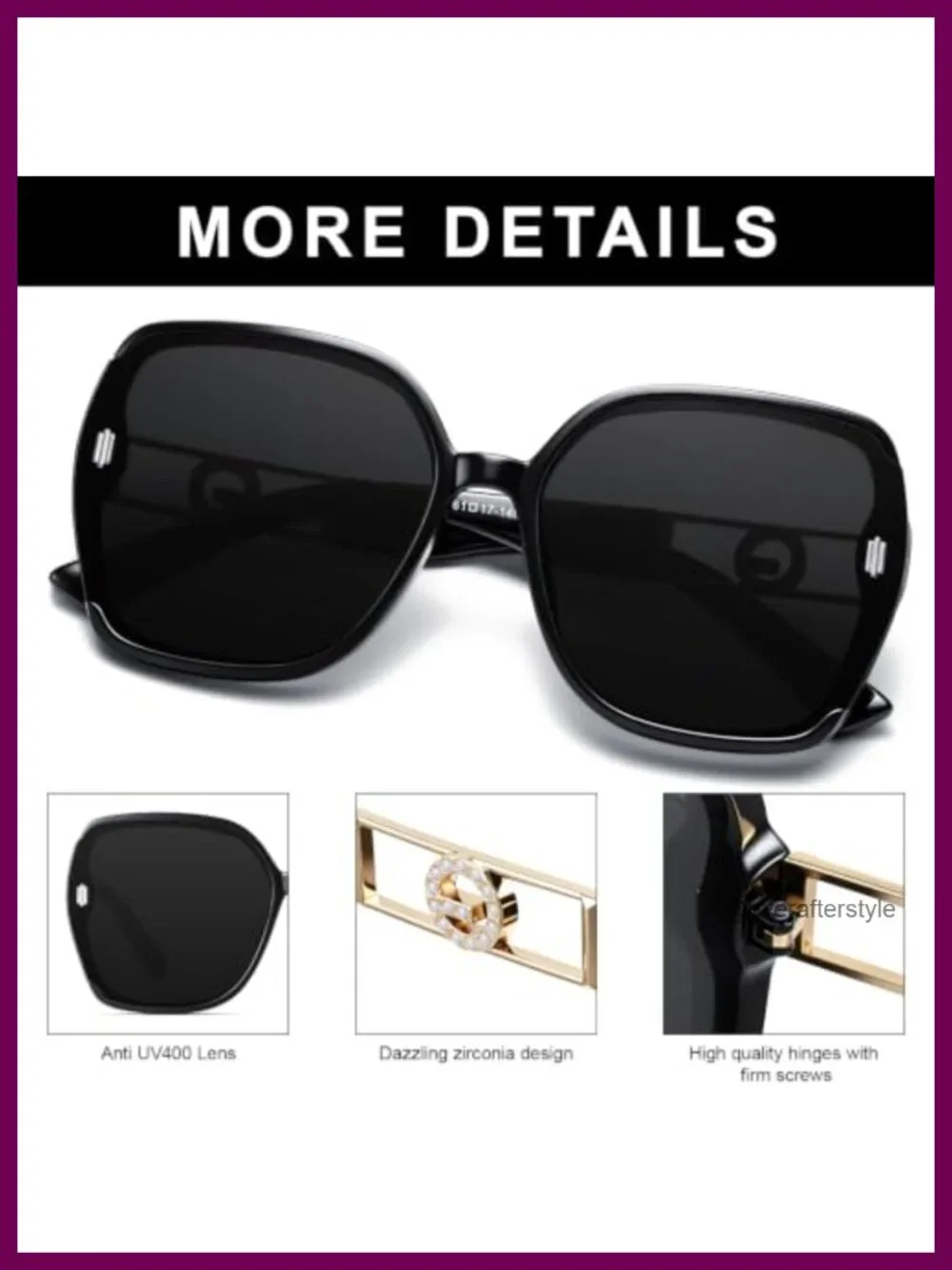 Oversized Square Sunglasses with UV400 Protection for Women, 3 Pack
